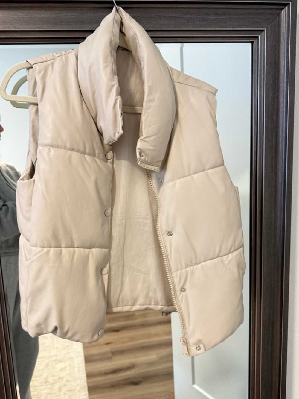 Beige Puffer Vest - Women's Sleeveless Coat